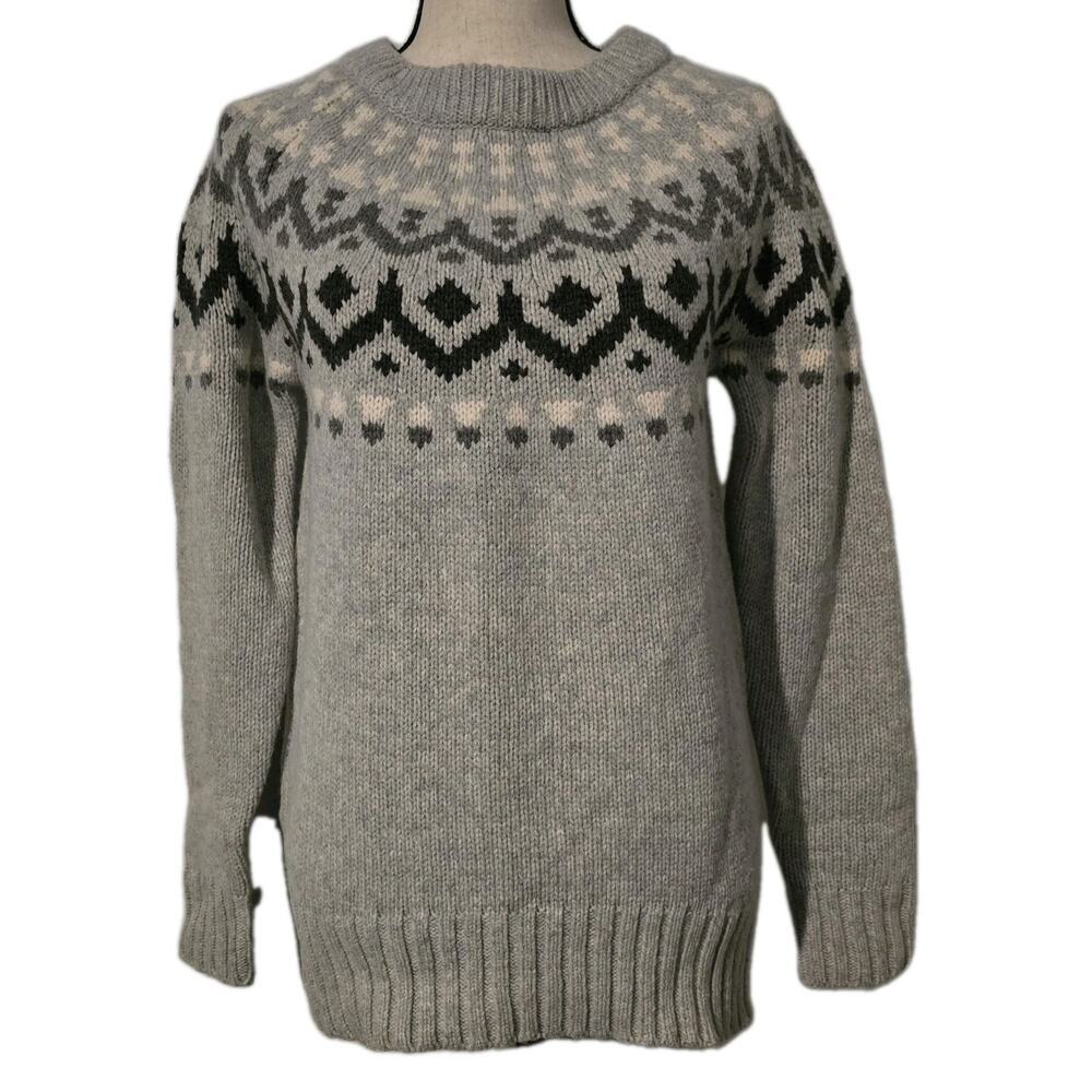 WOMEN'S J.CREW WOOL BLEND FAIR ISLE NORDIC SWEATER PULLOVER SZ SMALL